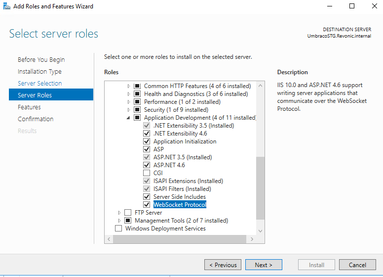 Install Application Development Feature