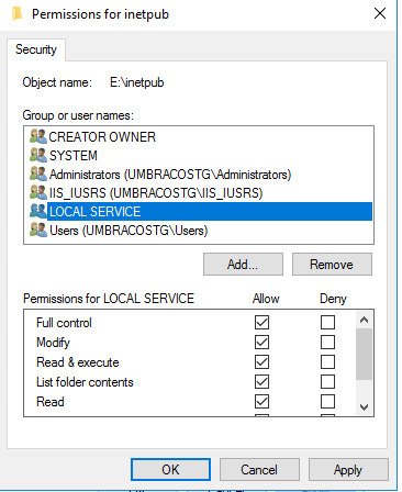 Inetpub Permission