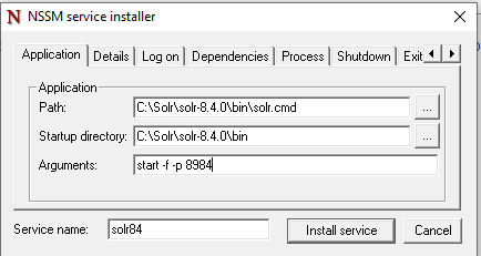 Install Solr Using NSSM 7